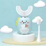 Kids Electric U Shaped Toothbrush, Sonic Automatic Toothbrush Kids with Heads, 3 Cleaning Modes,Cartoon Dinosaur IPX7 Waterproof 360 Round Toddler Electric Toothbrush for Boys Girls, Green,Ages 2-12