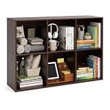 ZHISHUAI 6-Cube Bookcase, 2-Tier Solid Wood Storage Organizer Brown 35.4in