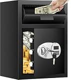 2.8 Cuft Depository Safe with Drop Slot, Anti-Theft Cash Drop Safe with Digital Keypad, Heavy Duty Drop Slot Safes with LCD Display, Drop Commercial Safe for Business Mail Church