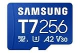 Samsung microSDXC T7 256GB, Up to 170 MB/s, UHS-I U3 4K A2 V30 microSD for Casual Gamers, Amateur Creators, & Everyday Users MB-MB256T with Adapter