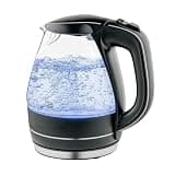 OVENTE Electric Kettle, 1.5L Borosilicate Glass Countertop Water Heater and Boiler for Coffee or Tea, BPA-Free, Auto Shut-Off, Boil-Dry Protection, Removable and Washable Spout Filter, Black KG83B