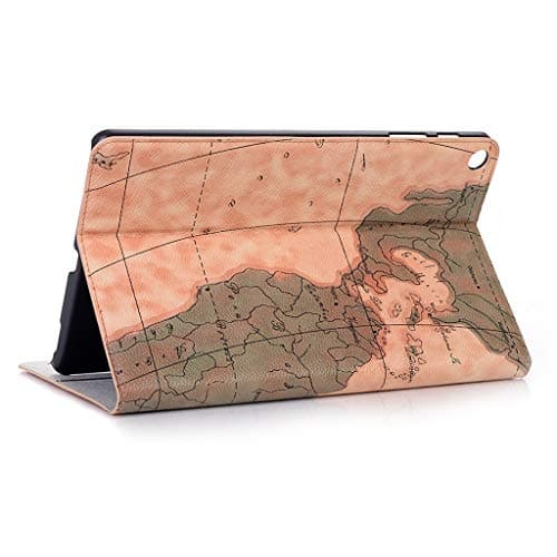 Flat Case for Samsung Galaxy Tab A SM-T515/T510 2019 10.1Inch Tablet Case Slim Stand Cover Map Pattern Protective Case (A)