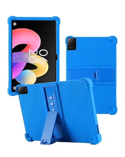 Case for TCL TAB 10L Gen 4 Tablet 10.1inch,WUNIAK Shock Proof Lightweight Stand Rubber Shell Protective Cover,Kids Friendly Soft Silicone Adjustable Stand Cover,Blue