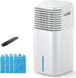 3-IN-1 Portable AC Unit with Remote, 24" Windowless Portable Air Conditioner, 15H Timer & 120°Oscillation, 2-Gal Tank, 3 Modes & 3 Speeds, Ultra-Quiet Ventless Swamp Cooler for Home Office, White