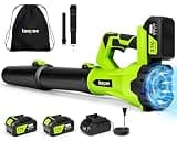 Leaf Blower Cordless,Electric Leaf Blower with 2 4.0Ah Battery Powered and Fast Charger, Lightweight Cordless Blowers for Lawn Care and Dust,Snow,6 Speed Control