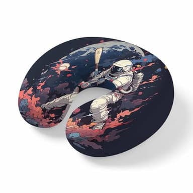 ZFUNCING Travel Pillows U-Shaped Neck Pillow Watercolor Space Man Baseball Sport Ergonomic Memory Foam Pillow Head Cushion,Universe Planet Art Soft Portable Neck Pillows for Office Airplane Car Train