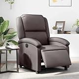 KHNLGFR Electric Recliner Chair Dark Brown Real Leather with Power Reclining Function, 135 Degree Tilt, Side Pocket, Wood and Metal Frame