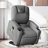 HBFDSFG Power Lift Recliner Chair with Massage for Elderly, Dark Gray Fabric Stand Up Recliner with 6 Massage Points, Manual Reclining to 135 Degrees, Cup Holders and Side Pocket