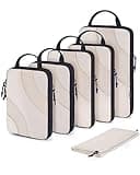 BAGSMART Compression Packing Cubes for Travel, 6 Set Travel Packing Cubes for Suitcases, Compression Suitcase Organizers Bag Set, Lightweight Packing Organizers White Opal