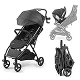 Ingenuity 3Dquickclose CS+ Compact Fold Stroller – Lightweight Stroller with Oversized Canopy, Extra-Large Storage and Compact Fold, Black