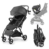 Ingenuity 3Dquickclose CS+ Compact Fold Stroller – Lightweight Stroller with Oversized Canopy, Extra-Large Storage and Compact Fold, Black