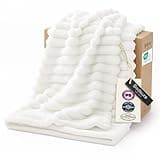Bedsure GentleSoft White Throw Blanket for Couch - Graduation Gifts Teacher Birthday Gifts for Women Mom Her Girls, Cozy Fleece Blanket for Sofa Bed Living Room Home Decor, Off White, 50x60 Inchess