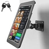 Anti-Theft Aluminum Wall Mount Bracket for 2025 iPad 11" (A16) 11th / 2022 iPad 10.9" 10th Gen, Secure Commercial Tablet Display Enclosure Kiosk with Lock and Key, 360° Rotating POS Stand, Black