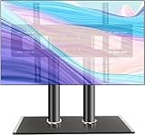 UWYTGF Monitor Arms Tv Stand Desktop Tv Base,Suitable for 32 to 65 Inch Flat Screen Tvs,Adjustable Height,Heavy-Duty Tempered Glass Base Installation,Black