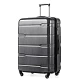 Coolife Expandable Large Checked Luggage Hardside PC+ABS Suitcase with TSA Lock, Lightweight Rolling Carry On with Spinner Wheels(Charcoal, 28in)