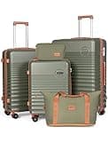 CONCEPTEN Luggage Sets 5 Piece, Suitcases with Wheels, Hardshell Suitcase Set, ABS Carry on Luggage Set with TSA Lock, Travel Luggage