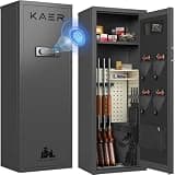 KAER 8-12 Gun Safe Biometric, Tall Gun Safe for Rifles and Pistols, Long Rifle Safe, Fingerprint Gun Cabinet for Home Shotguns, Quick Access 55"Gun Locker with Digital Keypad/Removable Shelf