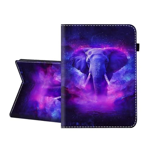 CICPLKSE Case for Samsung Galaxy Tab E 9.6 2015 (Model SM-T560/T561/T565/T567),Premium PU Leather Cover with Auto Sleep Wake,Elephant in Cosmic Galaxy