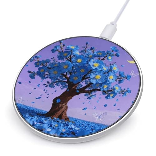 Blue Plants Wireless Charger 10W Fast Charging Pad Anti-Slip Qi Certified Wireless Charging Pad Charging Station Portable Phone Charger for All Wireless Charging Smartphone