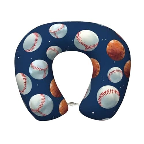 OSAM SPACE Baseball Sport Travel Neck Pillow for Sleeping Neck Support Memory Foam Airplane Pillow U Shaped Pain Relief Pillows for Flight Train Car Office