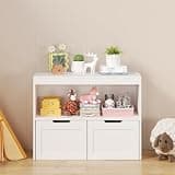 PRINKROOMY Bookcase Bookshelf Rack with 4 Compartments, Freestanding Shelves and Cube Organizer for Bedroom Living Room Office Closet School in White (White-4)