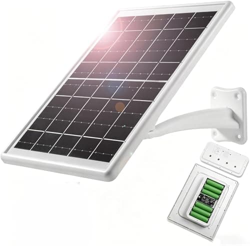 8W Solar Panel Charger with Built-in 12000mAh Battery Backup, 5V/12V Type-C & DC Dual Output, IP65 Waterproof Solar Power Supply for Security Camera, Trail Camera, Video Doorbell