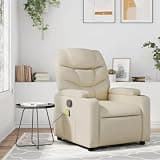 KHNLGFR Manual Recliner Chair with 6 Massage Points, 135 Degree Tilt Faux Leather Armchair, USB Powered Massage Reclining Chair with Cup Holders and Side Pocket