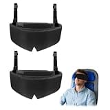 Rwotlls Travel Pillows for Airplanes, 2 Pack Airplane Head Strap with Silk Eye Mask for Sleeping, Long Flights & Car Road Trips 360°Headrest Neck Support, Stops Bobbing, Small & Compact (Black)
