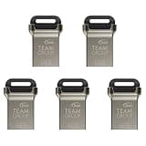 TEAMGROUP C162 64GB 5 Pack USB 3.2 Gen 1 USB 3.1/3.0 Mini Fits Metal Read 100MB/s Flash Thumb Drive External Data Storage Memory Stick Compatible with Computer/Laptop Black TC162364GB21