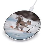 Skiing Squirrel Wireless Charger 10W Portable Fast Wireless Charging Pad Compatible with Phone Slim Charging Station Lightweight Charger Mat Charging Block for Travel Home Office