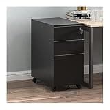 NUHSLF Mobile 3-Drawer Lateral File Cabinet with Lock & Key, Vertical Metal Filing System, Anti-Tipping Design for Home Office, Secure Storage Solution, C-1.2Mm (C-1.4Mm)