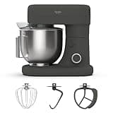Martha Stewart 5.3Qt Stand Mixer, 12-Speed Tilt-Head Electric Kitchen Mixer with Stainless Steel Bowl, Dough Hook, Whisk & Beater, Splash Guard, Ideal for Baking Bread, Cake & Whipping, Caviar Gray