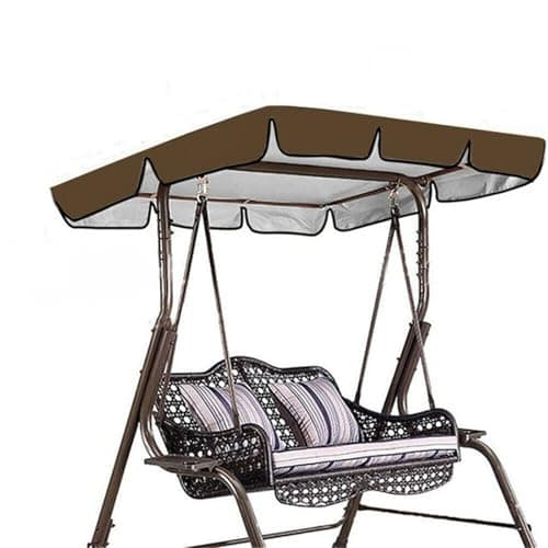dDanke Swing Canopy Cover Replacement 78x50 Inch for 3 Seater Outdoor Swing Chair 600D Oxford Fabric Water-Resistant Top with Tie Straps (Brown)