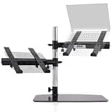 Pyle Portable Dual Laptop Stand – Standing Table Holder with Bracket Arms,Adjustable Height,Ergonomic Design, 360° Swivel for DJ Mixer,Sound Equipment,Workstation,Gaming & Home Use with Tilt Function