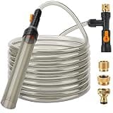 hygger Bucket-Free Aquarium Water Change Kit Metal Faucet Connector Fish Tank Vacuum Siphon Gravel Cleaner with Long Hose 25FT Drain & Fill
