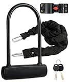 Bike U Lock with 4FT x 6mm Moped Chain, Bike Lock with 2 Keys and Mounting Bracket, Motorcycle U Lock Perfect for Ebike, Escooter, Fat-Tire Dirt-Bike, Tricycle,Bicycle