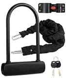 Bike U Lock with 4FT x 6mm Moped Chain, Bike Lock with 2 Keys and Mounting Bracket, Motorcycle U Lock Perfect for Ebike, Escooter, Fat-Tire Dirt-Bike, Tricycle,Bicycle