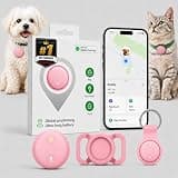 Dog GPS Tracker, No Monthly Fee Pet Tracker for Dogs Cats, Smart Anti-Lost Location Finder with Collar Holder, Waterproof Tracker for Pets Keys Bags Luggage 1 Pack Pink