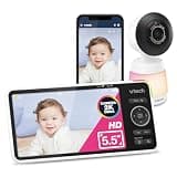 VTech Smart WiFi Baby Monitor – See Your Baby at Home or from Anywhere, 2K Camera, 5.5" Screen, 24X Zoom, Night Vision, Night Light, Two-Way Talk, Free App | Smart HD Plus