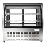 Pemberly Row 47" Stainless Steel Deli Case & Meat Display Refrigerator, Silver Finish, 18 Cu. Ft., Curved Glass, LED Lighting, Sliding Doors, Commercial Refrigerated Unit for Grocery Stores, Cafes,