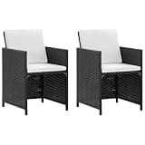 WDSAYREH 5 Piece Black Poly Rattan Patio Dining Set with 6 Cushions, 1 Table 2 Chairs 2 Stools for Outdoor Garden