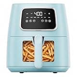 5.5 Qt Digital Air Fryer, 7-in-1 Small Airfryer With LED Screen, Blue - Dimensions (L X W X H): 11.02 X 14.06 X 12.01 Inches, Lightweight, Compact Design With Nonstick, Dishwasher-safe