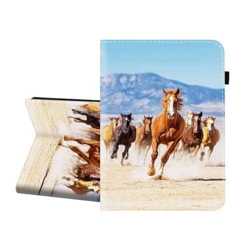 CICPLKSE Case for Samsung Galaxy Tab A 10.5 T590 T595 T597(2018 Release),Premium PU Leather Cover with Auto Sleep Wake,Horses Running