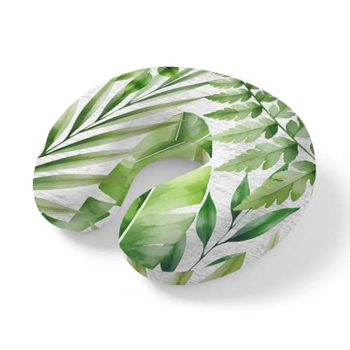 ZRNLTDGHK Neck Pillow Tropical Foliage Banana Leaves Travel Pillow Memory Foam U Shaped Pillows, Minimalist Greenery Travel Neck Pillows for Airplane Car Office Home Sleeping Rest