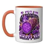 I Yam What I Yam Bootleg Meme Ube Pun Purple Yam Dad Joke Ceramic Mug, Orange/White, 11oz