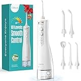 COSLUS E40 Portable Water Flosser for Teeth: ADA Accepted, 10 Pressure Settings Professional Water Dental Pick for Orthodontic, Braces & Sensitive Gums - Cordless for Travel Use, for Teens, BPA-Free