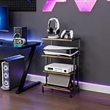 Aquzee Game Console Stands, 4-Tier AV Media Shelf, Stereo Stand, Wood Gaming Entertainment Center Rack for Audio Video Games DVD Player Organizer Storage Shelves fit Small Space
