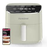 Nuwave Brio Plus Air Fryer 8 Qt, New & Improved, PFAS-FREE, 7 Digital One-Touch Cook Functions that AIR FRY, BAKE, ROAST, DEHYDRATE, TOAST, REHEAT, PREHEAT, 150 Presets, 50°F~400°F (Cream)