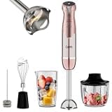 Camic Hand Blender, Cordless Immersion Blender with 6 Speeds, 4 in 1 Portable Mixer Electric Handheld Mixer with Blender, Chopper, Whisk, Frother for Soup, Smoothies, Baby Food and Puree (Champagne)