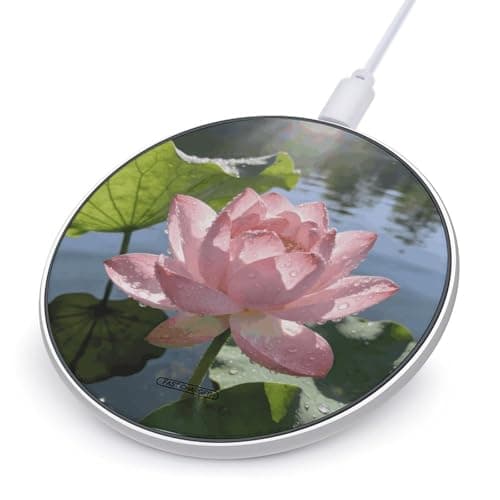Morning Dew and Lotus Light Wireless Charger Portable Fast Charging Pad Lightweight Wireless Charging Pad 10W Slim Charging Station for Phone Charger Mat for Travel Home Office Desk
